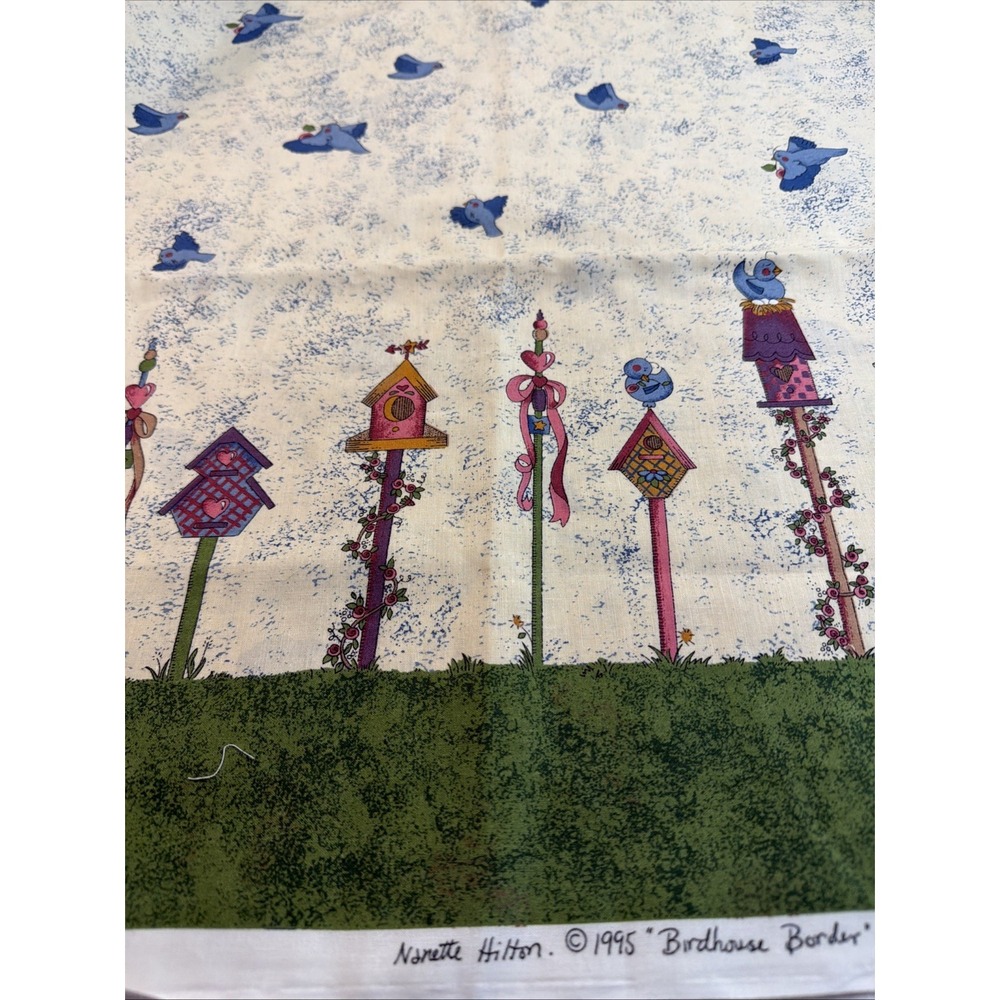 Vtg 1995 Birdhouse Border For Fabri-Quilt Inc 2 Yards 44" Nanette Hilton